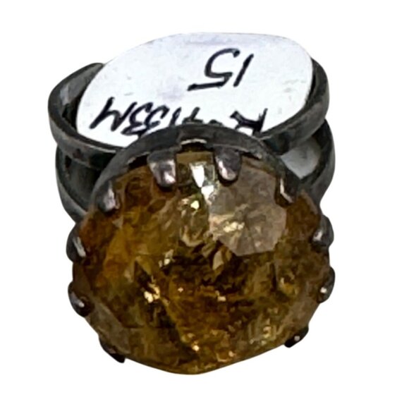 Mariana ring crystal stone Amber circle handmade one size R-7133 M15 READ NEW - Picture 1 of 6